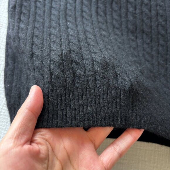 Charter Club cashmere sweater black turtleneck cable knit - Picture 7 of 9